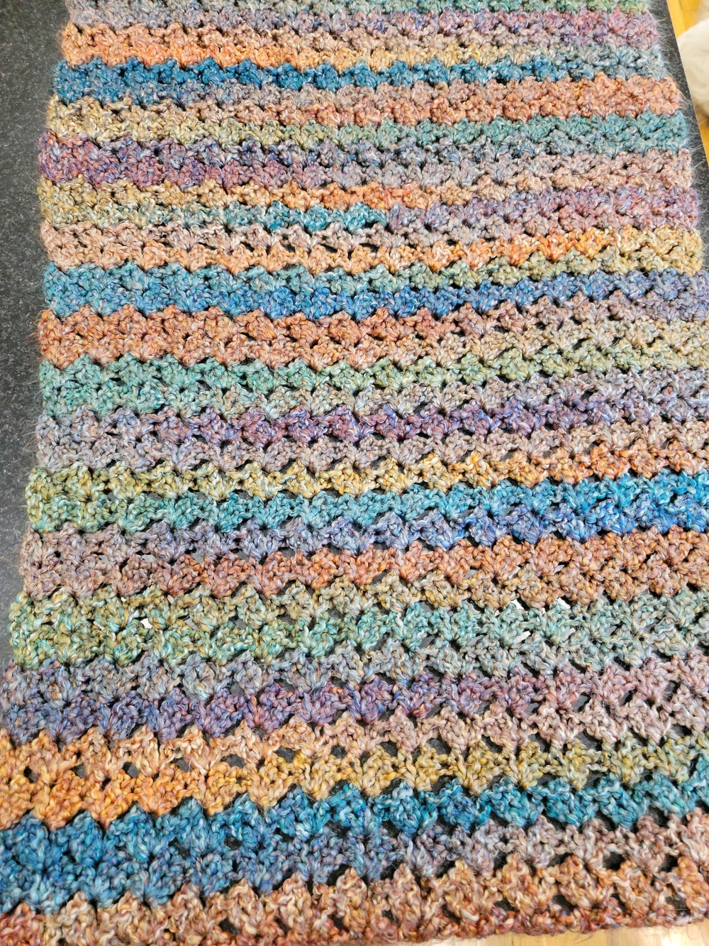 Handmade Crochet Blanket Multi-Colored Striped Afghan Throw Textured Stitch